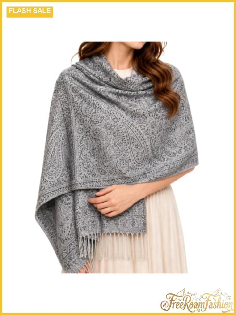 Paisley Rave Shawl Scarf Women Boho Fringe Wrap Daily Wear Polyester